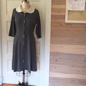 Vintage Gray Wool Dress- Beautiful Details!